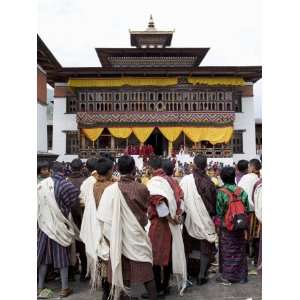 Bhutanese Men in Traditional Dress, Buddhist Festival (Tsechu), Trashi 