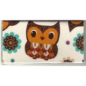  Checkbook Cover Big Happy Owl Flowers 