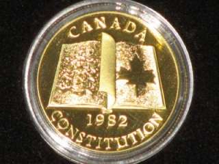 1982 $100 Canadian Gold Proof Coin New Constitution  22kt Gold 1/2 