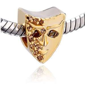 Birthstone Mask Golden Beads Charms Fits Pandora Chamilia Biagi Charms 