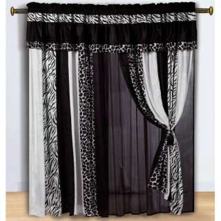 com Black & White Micro Fur Zebra with Giraffe Design Window Curtain 