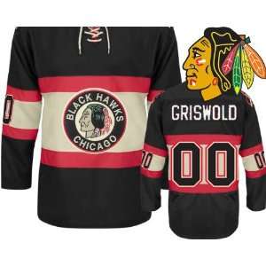  Blackhawks NHL Jerseys #00 Clark Griswold Hockey THIRD BLACK Jersey 