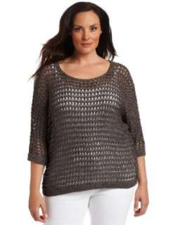   Klein Womens Plus Size 3/4 Sleeve Dolman Boat Neck Sweater Clothing