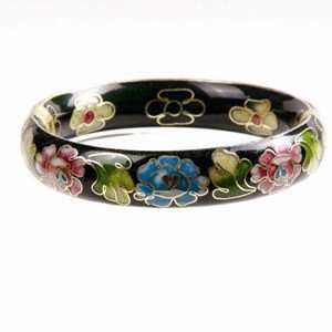 Black Floral Cloisonné Bracelet   Colorful, Elegant and Inexpensive 