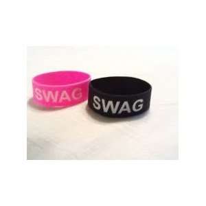  Rubber Bracelet Sayings SWAG Band 1 Wristband Hot Pink 
