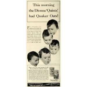   Ad Dionne Quintuplets Quaker Oats Breakfast Cereal   Original Print Ad