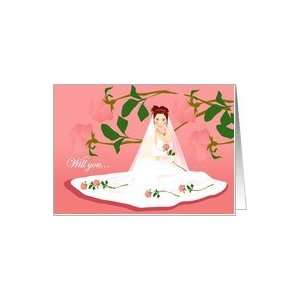  Be in my Wedding Party, bride in white dress Card Health 