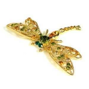    Color Austrian Rhinestone Gold Plated Dragonfly Brooch Pin Jewelry
