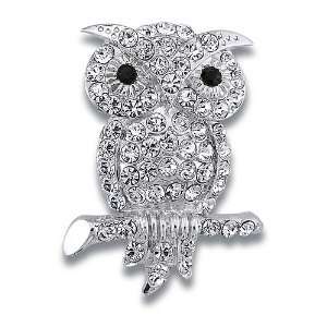   Toned Crystal Accent Owl Brooch Pin   Womens Brooches & Pins Jewelry