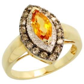 14k Gold Marquise shaped Stone Ring w/ Rhodium Accent, w/ 0.30 Carat 