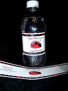 20 Red Ladybug Water Bottle Labels Baby Shower Favors  