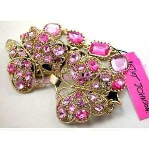    Betsey Johnson Rhinestone Pink Butterfly Bracelet 
