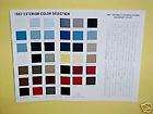 1987 CHEVROLET CAMARO MONTE CARLO SS COLOR CHART PAINT CHIPS 87