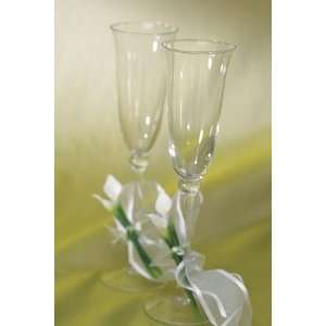 Calla Lily Wedding Glasses   Toasting