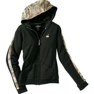  Realtree Girl Black Lined Camo Zip Hooded Jacket Hunting 