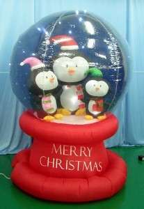 y83321 Airblown Inflatable 6ft Christmas Penguin Family LED Snowglobe 
