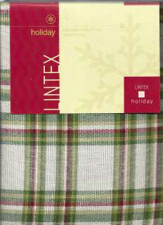 HOLIDAY WOVEN PLAID CHRISTMAS RED & GREEN TABLECLOTH OR NAPKIN SET 