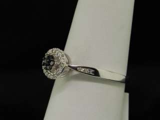   WHITE GOLD BLACK DIAMOND RING CLUSTER ENGAGEMENT WEDDING BAND  