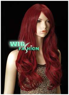 61cm Long Curly Dark Red Hair Wig MU80  