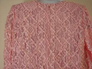 Vintage Siasia Pink Sequin Pink Ribbon Pink Lace Mini Dress 8 S 