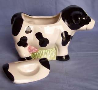 Hand Painted Ceramic Cow Cookie Jar  