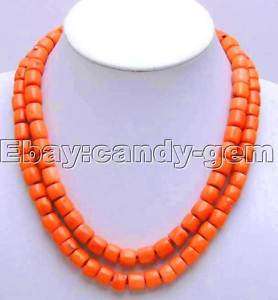 GENUINE 2 Strands 12MM Thick Slice Pink Coral Necklace  