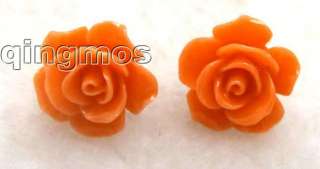   day gift 35mm jacinth Rose coral pendant 15mm earring set p158  