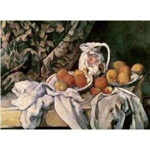  Curtain, Carafe & Fruit by Paul Cezanne 16.00X11.75. Art 