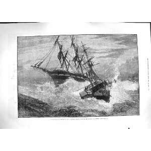   1881 Channel Tug Rescue Distressed Vessel Ship Storm