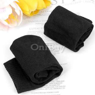 Black Knit Arm Warmers Fingerless Long Gloves Mitten  