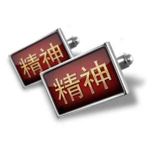 Cufflinks Spirit Chinese characters, letter red / yellow   Hand Made 