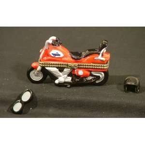  Motorcycle Chopper Bike Miniature Porcelain Hinged Trinket 