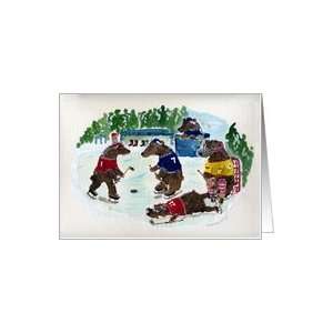  Bears Play Hockey for Christmas Card Health & Personal 