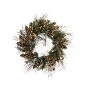 com 26 Artificial Gold Glitter Pine Cone and Berry Christmas Wreath 
