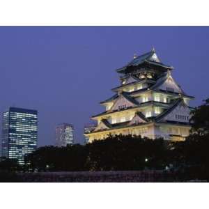  Osaka Castle and City Skyline, Night View, Osaka, Honshu 