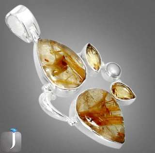   QUARTZ CITRINE 925 STERLING SILVER ARTISAN PENDANT 1 6/8 M7925  