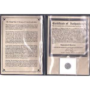  FRENCH INDOCHINA WWII COIN ALBUM With Certificate 