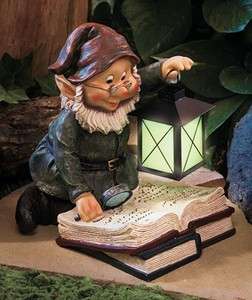 Book Gnome Garden Statue Lantern Lawn Decor Ornament  