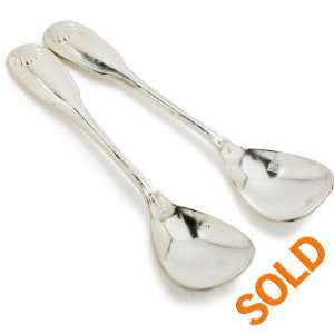 Antique Salt and Pepper Spoon Set with Shell Design  