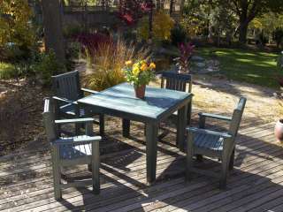 PATIO DINING TABLE & 4 CHAIR SET RECYCLED PLASTIC OUTDOOR FURNITURE 