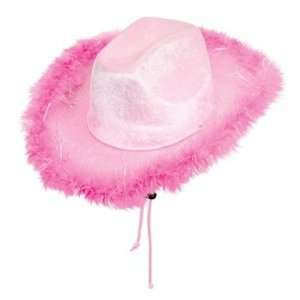  Pink Cowgirl Hat w/Marabou Party Accessory (1 count) (1 