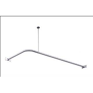 66 x 26 Chrome L Corner Shower Rod includes Ceiling Support and Wall 