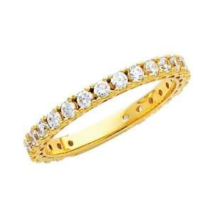 14K Yellow Gold Semi Eternity Wedding Anniversary CZ Cubic Zirconia 