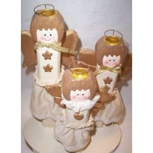  Wood Carved Angels Candleholders