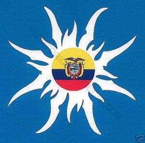 ECUADOR FLAG SUN CAR STICKER, DECAL  