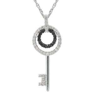   and White Diamond Double Circle Key Pendant ( 1/4 cttw), 18 Jewelry