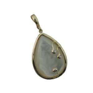    White Mother Of Pearl and Diamond Teardrop Pendant Jewelry
