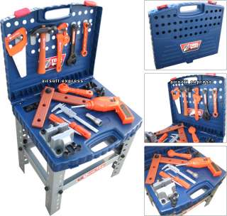 Children Toolbox Play Set with Realistic Tools and Electronic Drill