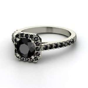  Adele Ring, Round Black Diamond Palladium Ring Jewelry