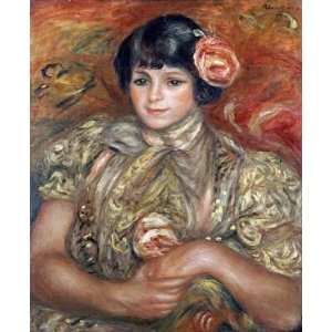  Girl With a Rose by Pierre auguste Renoir 13.25X16.00. Art 